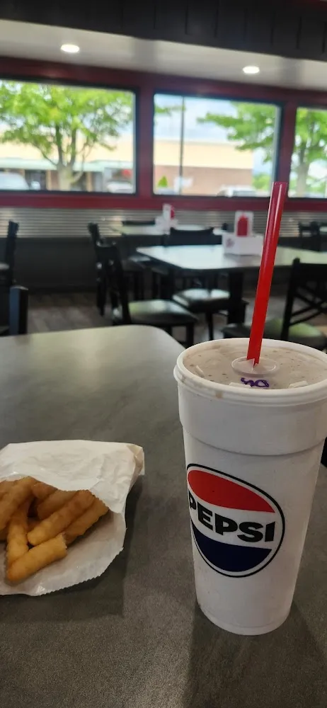 A Dr Pepper with Fries